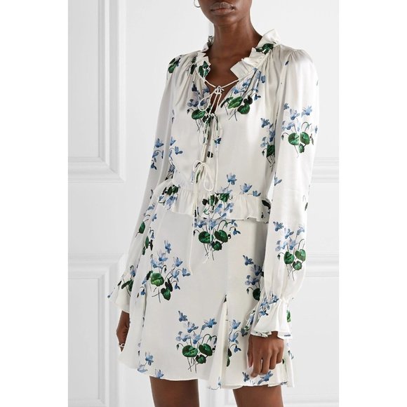 Les Reveries Ruffle Picnic Mini Dress Blue Daffodil - Picture 2 of 5